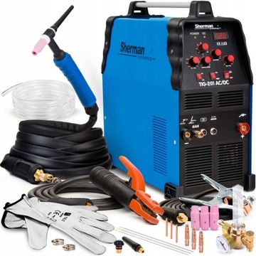 SPAWARKA INWERTEROWA SHERMAN TIG 201 AC DC MMA 230V 200A HF ALUMINIUM