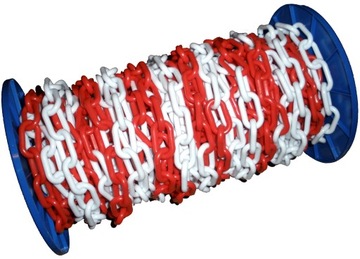 Łańcuch plastikowy biało-czerwony 10mm ,dł. 12,5m.