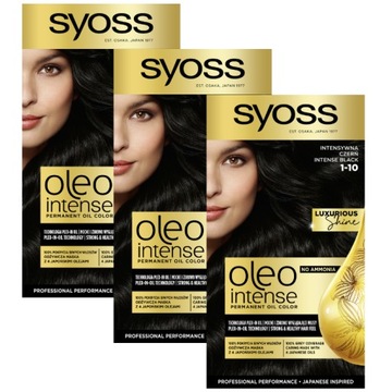 Syoss Oleo Intense Farba do Włosów 1-10 Intensywna Czerń x 3