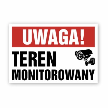 Tabliczka UWAGA Teren Monitorowany Kamera | Druk UV | 30x20cm | PCV 3mm