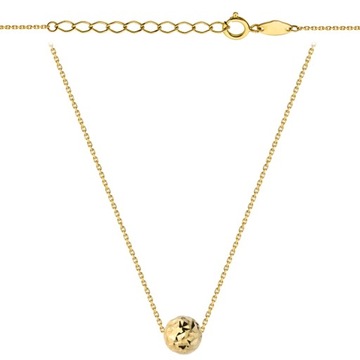 Naszyjnik złoty 585 diamentowana kuleczka 42+3cm