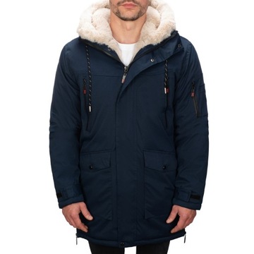 M3123-215 r. XL MĘSKA ZIMOWA KURTKA PARKA OCIEPLANA FUTRO DŁUGA