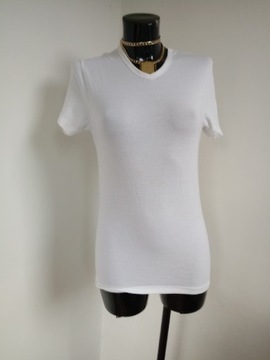 Bawełna basic biała bluzka koszulka dopasowana S