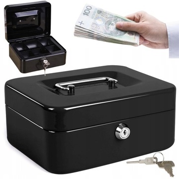 МЕТАЛЛИЧЕСКАЯ КАССЕТА ДЛЯ ДЕНЕГ, МОНЕТЫ, БАНКНОТЫ, ДОКУМЕНТЫ, СЕЙФ + КЛЮЧ, ШКАФНИК