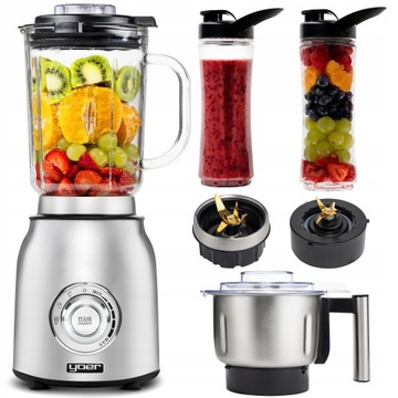 4w1 Blender kielichowy Yoer JB03S 1800W Szklany 2,4L + MŁYNEK + 2 BUTELKI