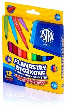 ASTRA Flamastry stożkowe JUMBO 12 kolorów