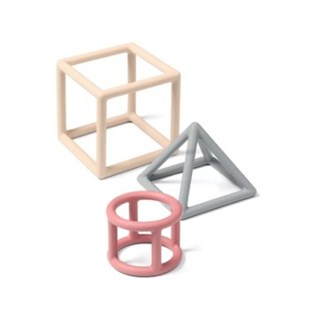 Gryzaki niemowlęce geometryczne komplet 3 różowy
