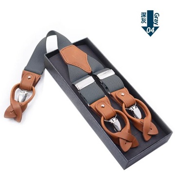 Мужские подтяжки из натуральной кожи 3,5X125 с 6 зажимами