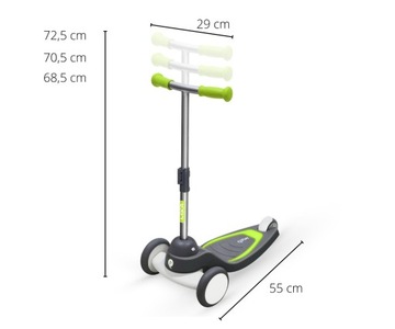 ТРЕХКОЛЕСНЫЙ САМОКАТ ЛЕГКАЯ ПЛАТФОРМА, ЗЕЛЕНЫЙ, ВОЗРАСТ 2+