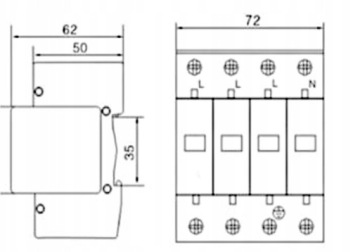Разрядник для защиты от перенапряжения переменного тока 4П 7кА T1+T2 B+C PROTECTOR
