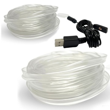 EL WIRE RGB KOLORY 7w1 OŚWIETLENIE WNĘTRZA AUTA KABINY SAMOCHODU LED USB 2m