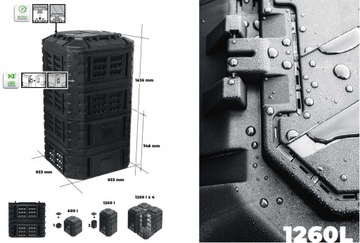 КОМПОСТЕР 1260Л КРУГЛЫЙ ГОД МОЩНЫЙ МУЛЬТИКОМПОСТЕР