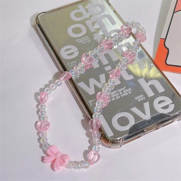 Różowe gliniane koraliki do telefonu komórkowego, smycze, klucze