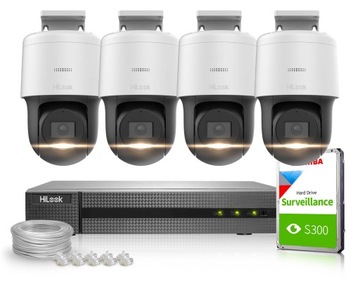 Zestaw do monitoringu HiLook NVR-4CH-4MP/4P, 4x PTZ-N4MP, 1TB, Akcesoria