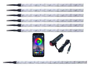 LED kabiny auta RGB 6x30cm + bagażnik BLUETOOTH