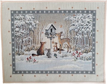 Serwetka 40x50 cm ze zwierzętami leśnymi podkładka ZIMOWA świąteczna WZORY