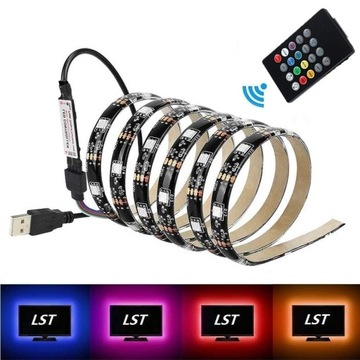 TAŚMA LED TV USB 1M Podświetlenie RGB 5V + PILOT