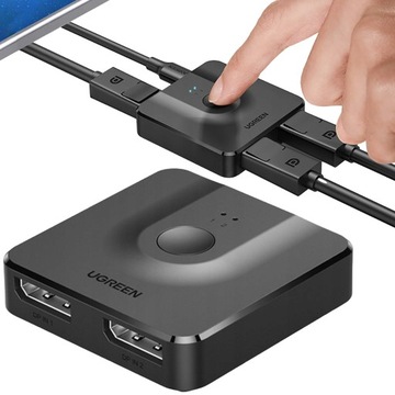 UGREEN SWITCH HUB ROZDZIELACZ SYGNAŁU 2X DISPLAYPORT 4K/1080p PLUG & PLAY