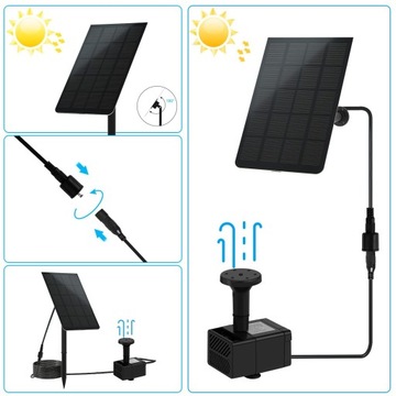 FONTANNA DO OCZKA SOLARNA POMPA FONTANNOWA MAŁA FONTANNA OGRODOWA 200L/H