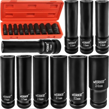 VERKE V39467 НАБОР УДАРНЫХ ГОЛОВОК 1/2 ДЛИННЫХ УДАРНЫХ ГОЛОВОК 10-24 мм