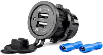 ŁADOWARKA SAMOCHODOWA DO MOTOCYKLA 2X USB QC AMiO
