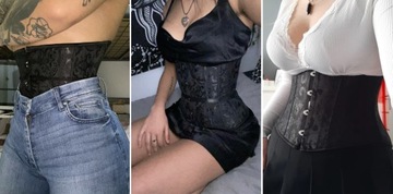 Черный корсет, пояс, МЕТАЛЛ БИНИНГ, xs-xl