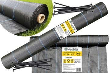 AGROTKANINA TKANINA MATA CZARNA 90g NA CHWASTY 0,4x100m + KOŁKI 40CM 100M