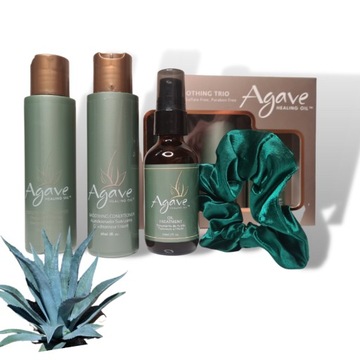 ZESTAW AGAVE Smoothing Trio SZAMPON ODŻYWKA OLEJEK