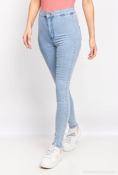 W799 JASNE RURKI JEANSY PUSH UP DAMSKIE MODNE SPODNIE WYSOKI STAN 38 M