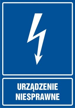 Urządzenie niesprawne znak PCV 14,8x21