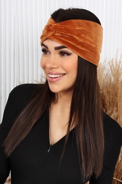 OPASKA DAMSKA TURBAN NA GŁOWĘ USZY CIEPŁA RUDA
