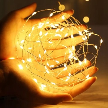 LAMPKI DRUCIKI 20 LED ŚWIATEŁKA NA BATERIE BIAŁE CIEPŁE ŚWIATŁO ŁAŃCUCH