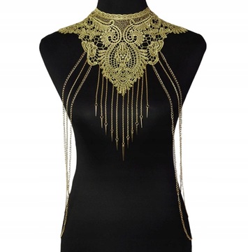 BIŻUTERIA RETRO OZDOBA NA CIAŁO ŁAŃCUSZEK KORONKA