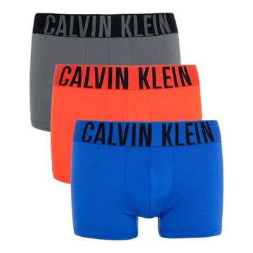 CALVIN KLEIN BOKSERKI MĘSKIE MAJTKI 3PK POMARAŃCZOWE/SZARE/KOBALTOWE r.L