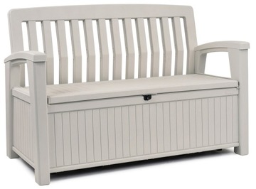 Biała Ławka ogrodowa Skrzynia Patio Bench 2w1