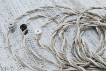kabel len bawełna skręcany przewód w oplocie naturalnym lampa pająk 2x075