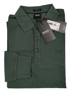 Polo z długim rękawem Hugo Boss kolor khaki - XXL