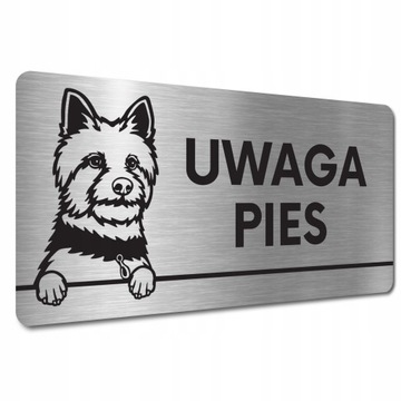 TABLICZKA UWAGA PIES ZŁY PIES GROŹNY PIESEK Yorkie TABLICZKA UWAGA ZŁY PIES