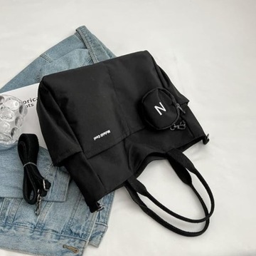 ШКОЛЬНАЯ СУМКА ЖЕНСКАЯ, МОЛОДЕЖНАЯ, ЧЕРНАЯ, СУМКА НА ПЛЕЧЕ, МОЛНИЯ, КОШЕЛЕК