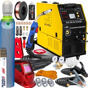 PÓŁAUTOMAT SPAWALNICZY SPAWARKA MAGNUM MIG 308 ALU SYNERGIA MAG MMA TIG DC