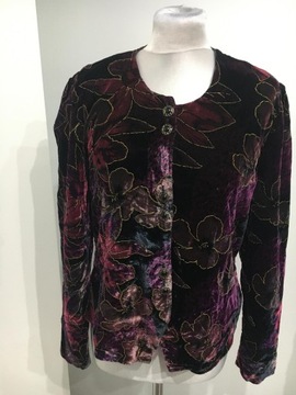 c&a żakiet aksamitny w kwiaty vintage 42