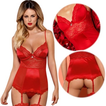 LOVICA CORSET Gorset z koronką + stringi *XXL*red
