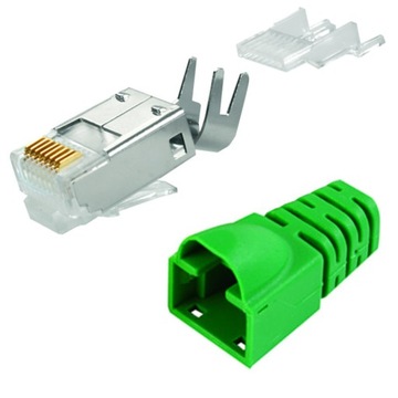 Telegartner wtyk RJ45 6a 7 osłona gumowa zielona