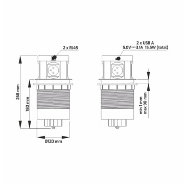 MULTI BOX USB A+C встраиваемая мебельная розетка индуктивное зарядное устройство ЧЕРНЫЙ