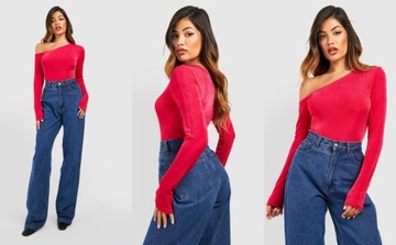 1B3A31 P28 BOOHOO RÓŻOWE ASYMETRYCZNE BODY Z DŁUGIM RĘKAWEM XXL