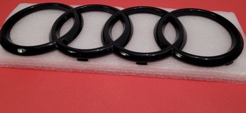 Эмблема-логотип Audi 285 мм, черная глянцевая передняя часть