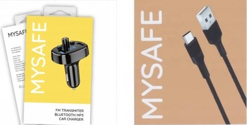 MYSAFE TRANSMITER SAMOCHODOWY DO AUTA ŁADOWARKA FMCAR CZARNY KABEL GRATIS