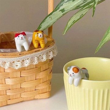 Wisząca łyżeczka do kawy Śliczna ceramiczna pomarańczowo-szara