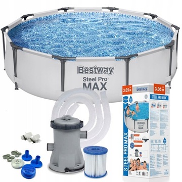 BESTWAY 56408 BASEN OGRODOWY STELAŻOWY RODZINNY 305x76CM ZESTAW POMPA FILTR