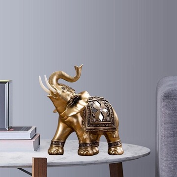 Złoty Słoń Statuetka Rzeźba Fengshui Półka na